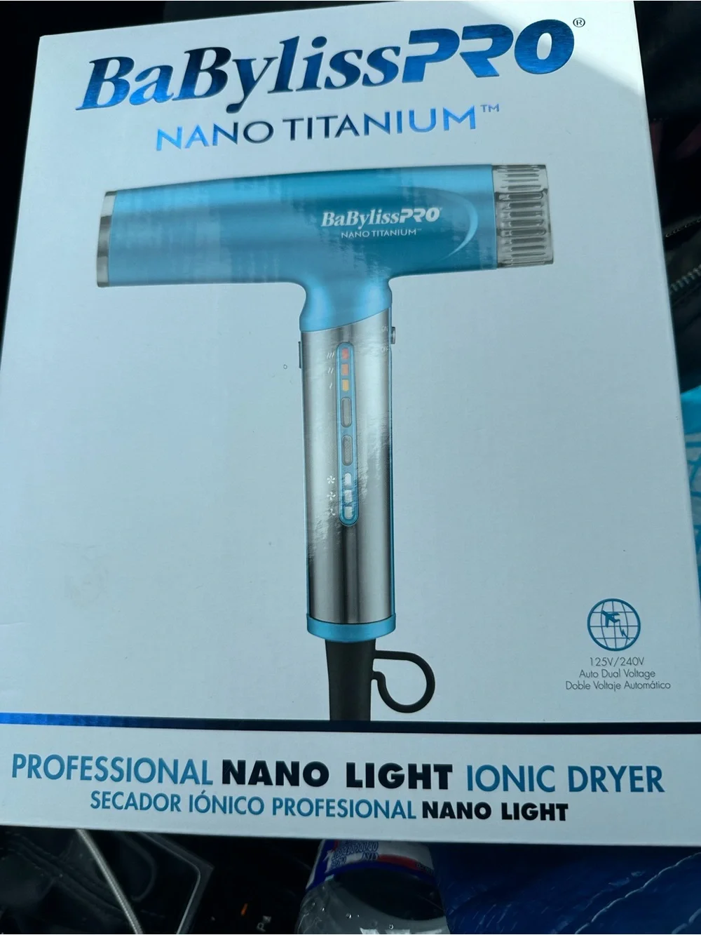 BaBylissPRO Nano Titanium Ionic Hair Dryer in Light Blue and Silver